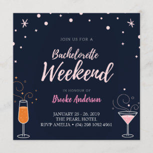 Invitación Bebida Bachelorette Weekend Fiesta Card