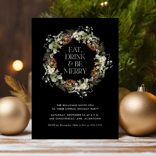Invitación Bebida Bebe Merry Watercolor Wreath Fiesta de vaca