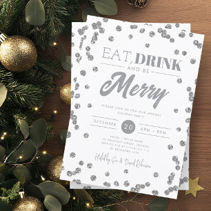 Invitación Bebida Bebida Sé Feliz Purpurina Navidad
