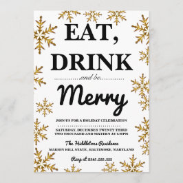 Invitación Bebida come sé dulce Fiesta navideño copos de niev
