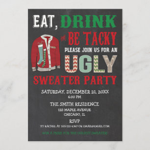 Invitación Bebida come sé Navidades suéteres tacaños Fiesta