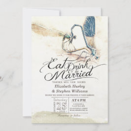 Invitación Bebida Comida Estar casado Boda Dragonfly Amor de 