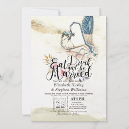 Invitación Bebida Comida Estar casado Boda Dragonfly Amor de 