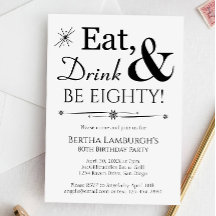 Bebida Comida Ochenta Blanco Negro 80 cumpleaños