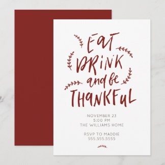Invitación Bebida De Agradecimiento Día De Acción De Gracias