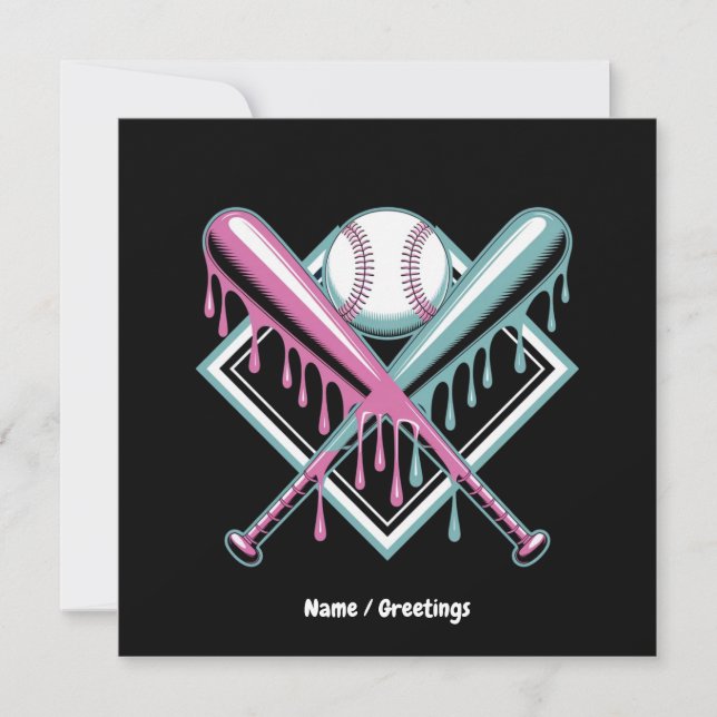 Invitación Bebida De Béisbol Para Niños Hielo Cream Bat - Juv (Anverso)