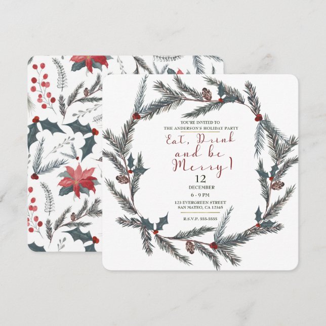 Invitación Bebida de Berry de Pino Botánico de Invierno Sé Fe (Anverso / Reverso)