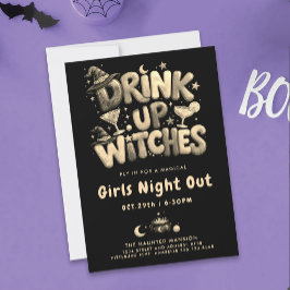 Invitación Bebida de brujas negras de oro divertida cóctel mo