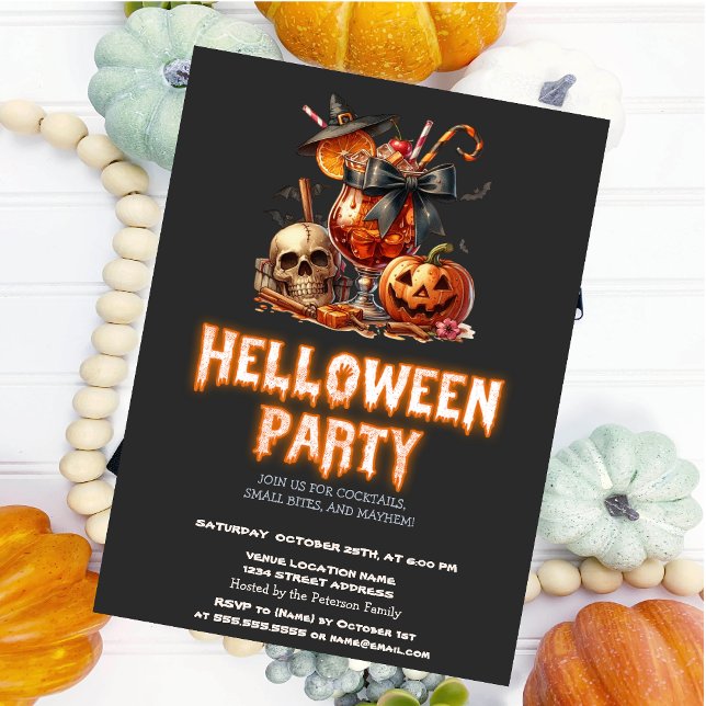 Invitación Bebida de Calabaza con Sombrero de Bruja Cráneo Os (Subido por el creador)