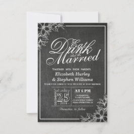 Invitación Bebida de Chalkboard Floral Comida Estar Casada Bo