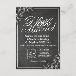 Invitación Bebida de Chalkboard Floral Comida Estar Casada Bo