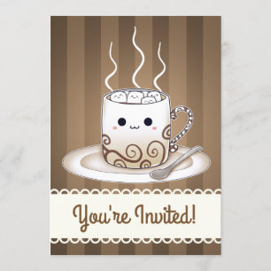 Invitación Bebida de chocolate caliente Kawaii Marshmallows