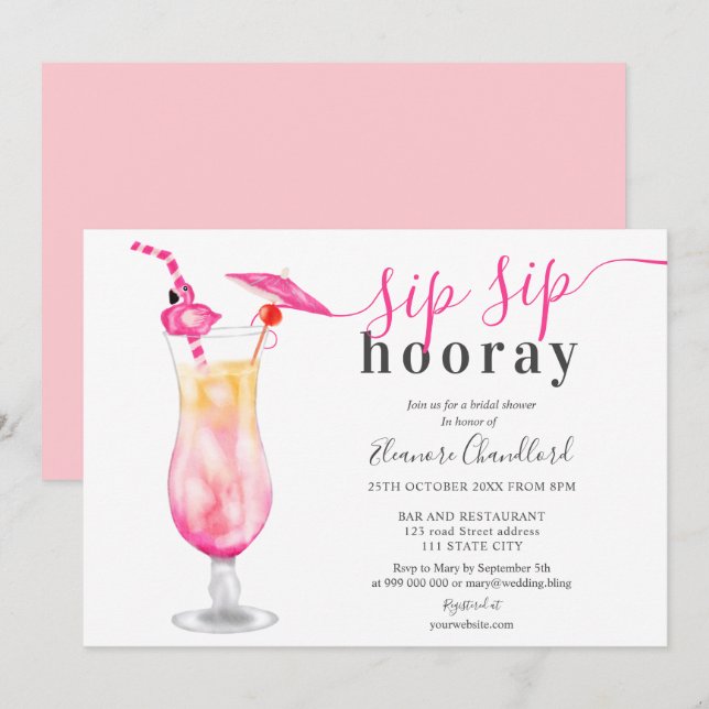 Invitación Bebida de cóctel tropical giratorio sorbo ducha de (Anverso / Reverso)