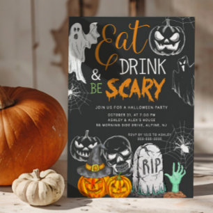 Invitación Bebida de comer espeluznante y Halloween de miedo