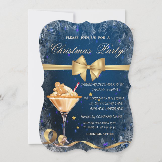 Invitación Bebida de galleta de jengibre Arco azul Navidad  (Anverso)
