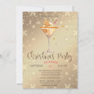 Invitación Bebida de galleta de jengibre Estrellas doradas de