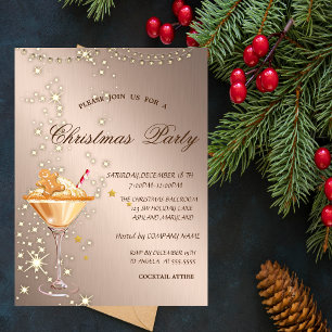 Invitación Bebida de Galleta de Jengibre Light Rose Gold Navi