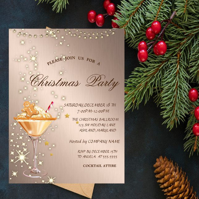 Invitación Bebida de Galleta de Jengibre Light Rose Gold Navi (Subido por el creador)