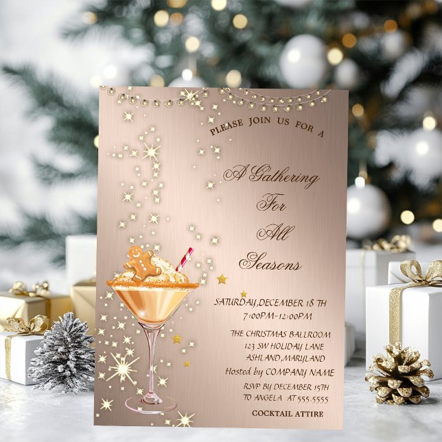 Invitación Bebida de Galleta de Jengibre Rose Gold Seasons (Subido por el creador)