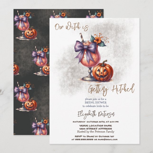 Invitación Bebida de Halloween Pumpkin Bridal Shower (Anverso / Reverso)