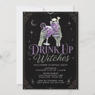 Invitación Bebida de la fiesta de cócteles de Halloween Bruja