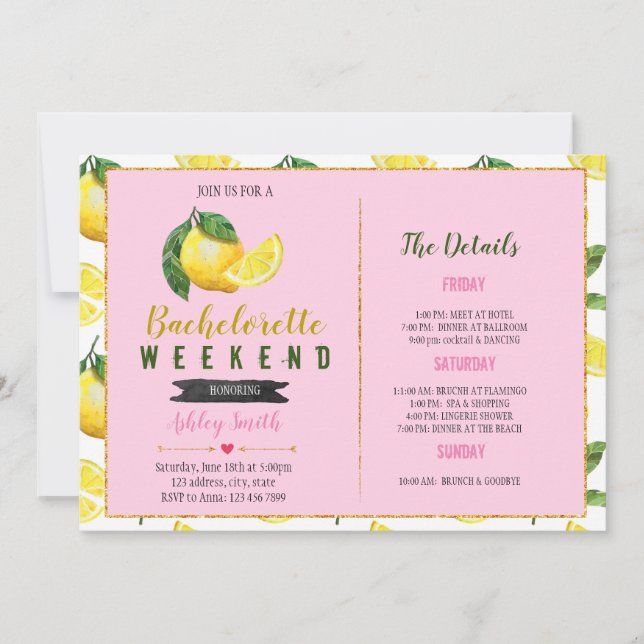 Invitación Bebida de Lemonade (Anverso)