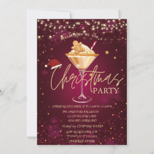 Invitación Bebida de Navidad Galleta de Jengibre Roja Navidad