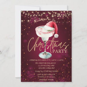 Invitación Bebida de Navidad Sombrero de Santa Rojo Navidad