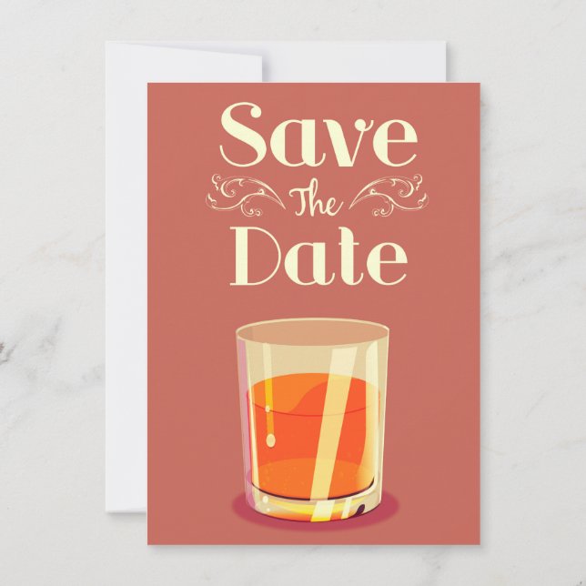 Invitación Bebida de Whisky Vintage Save The Date (Reverso)