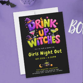 Invitación Bebida Divertida Brujas Cócteles Coloridos de Hall
