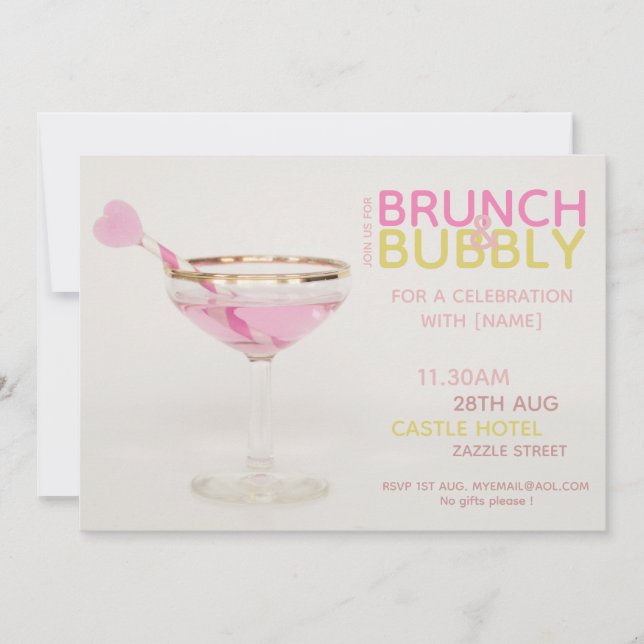 Invitación BEBIDA ESPUMOSA PARA BRUNCH Cóctel para Brunch de  (Anverso)