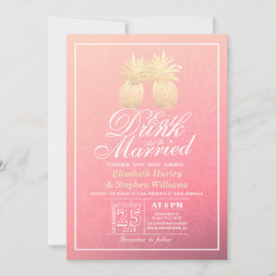 Invitación Bebida Estar casado Boda Dorada Piña Pareja