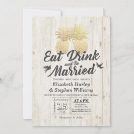 Invitación Bebida Estar casado Boda Dorada Piña Pareja