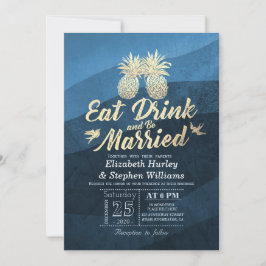 Invitación Bebida Estar casado Boda Dorada Piña Pareja