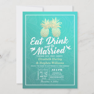 Invitación Bebida Estar casado Boda Dorada Piña Pareja
