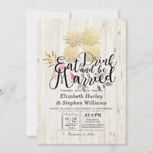 Invitación Bebida Estar casado Boda Dorada Piña Pareja