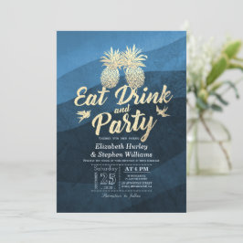 Invitación Bebida Estar casado Boda Dorada Piña Pareja