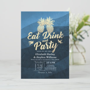 Invitación Bebida Estar casado Boda Dorada Piña Pareja