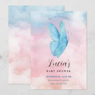 Invitación Bebida estética mariposa soñadora acuarela ducha b