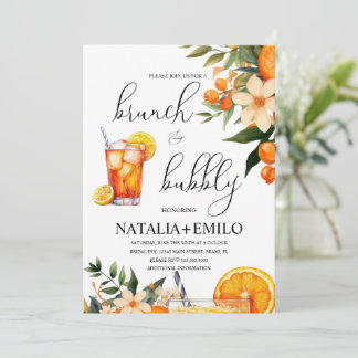 Invitación Bebida Floral de Naranjas Cítricas Desayuno Bridal