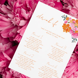 Invitación Bebida floral rosa y Naranja si juego de ducha de 