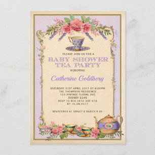 Invitación Bebida morada de color marrón Fiesta tetera invita