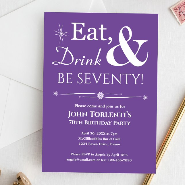 Invitación Bebida morada de comer Setenta y setenta años (Subido por el creador)