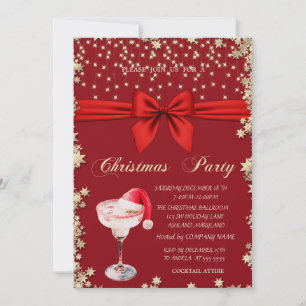 Invitación Bebida Navideña Sombrero de Santa Estrellas Empres