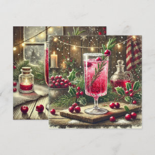 Invitación Bebida navideña vintage imprimible Cranberry Fizz