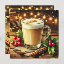 Invitación Bebida navideña vintage imprimible Eggnog Latte