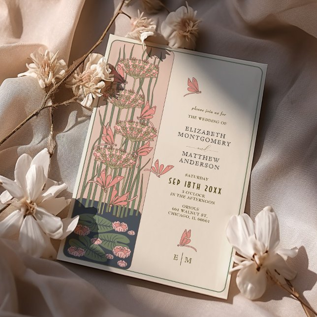 Invitación Bebida rosa Belle Époque Boda Art Nouveau (Subido por el creador)