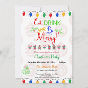 Invitación Bebida, sé feliz fiesta de Navidad Verde I