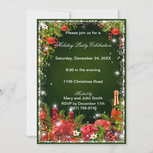 Invitación Bebida verde roja, sé feliz Fiesta de Navidad (Anverso)