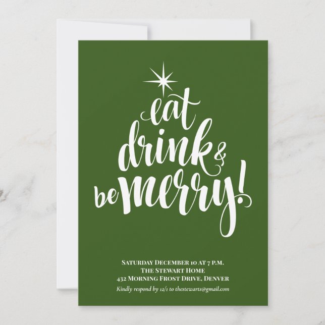 Invitación Bebida verde y Fiesta navideña de ser feliz (Anverso)